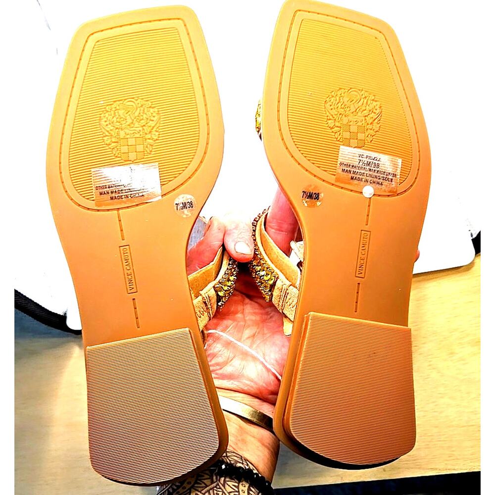New Vince Camuto NEW Prizza Embellished Rhinestone Leather Sandals Rose Prizm - Picture 7 of 7